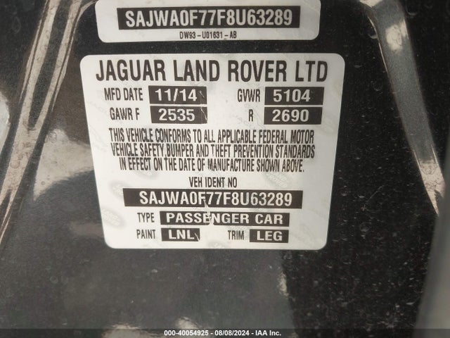 2015 JAGUAR XF SAJWA0F77F8U63289 Photo 8