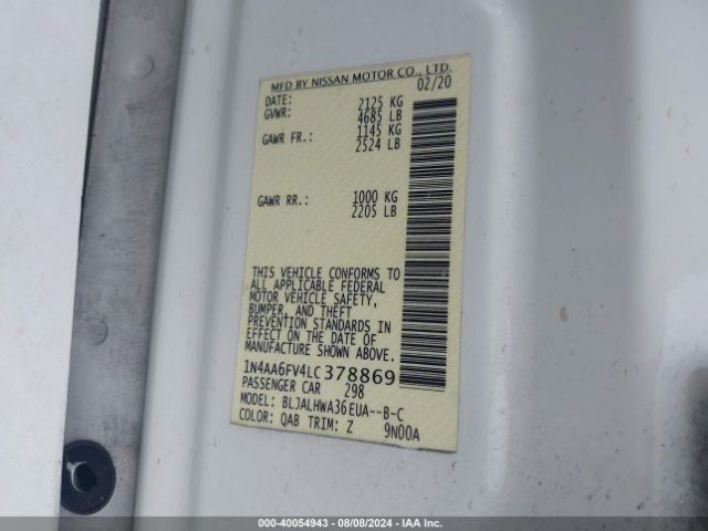 1N4AA6FV4LC378869 Nissan Maxima Platinum Xtronic Cvt