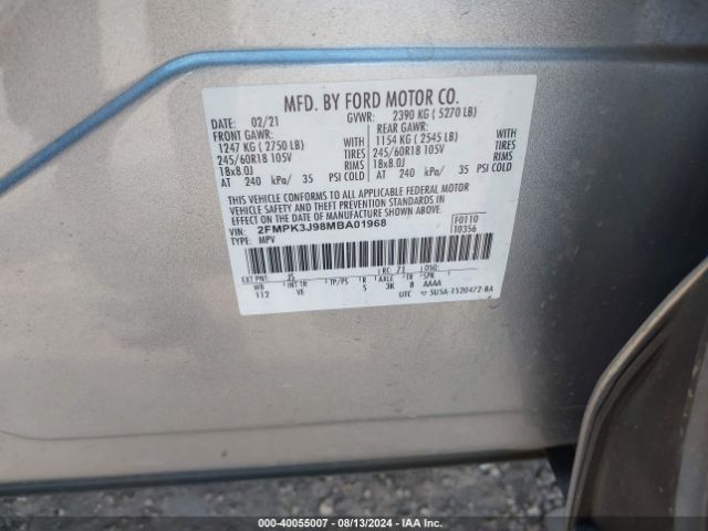 2FMPK3J98MBA01968 Ford EDGE SEL