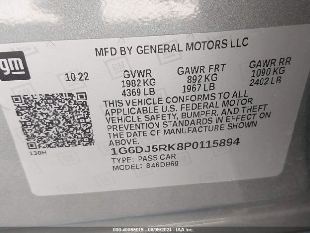 1G6DJ5RK8P0115894 Cadillac Ct4 Luxury