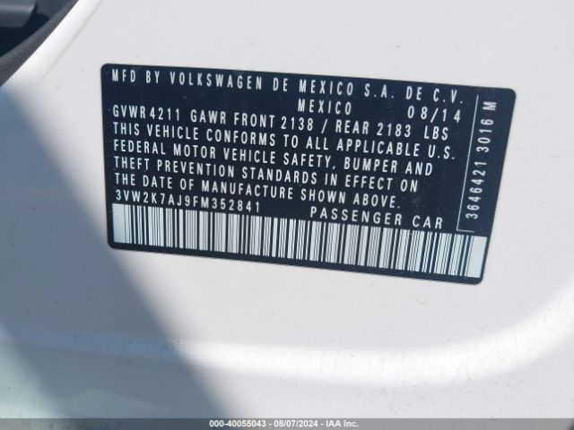 3VW2K7AJ9FM352841 Volkswagen Jetta 2.0l S