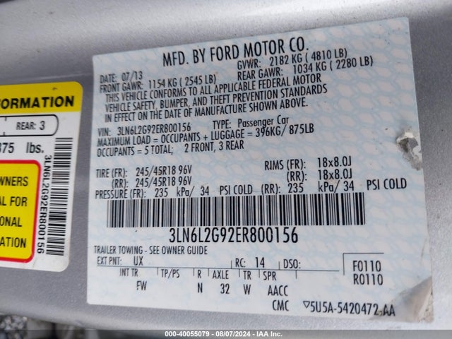 3LN6L2G92ER800156 Lincoln MKZ