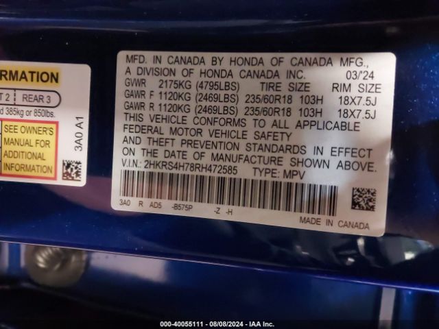 2HKRS4H78RH472585 Honda CR-V EXL