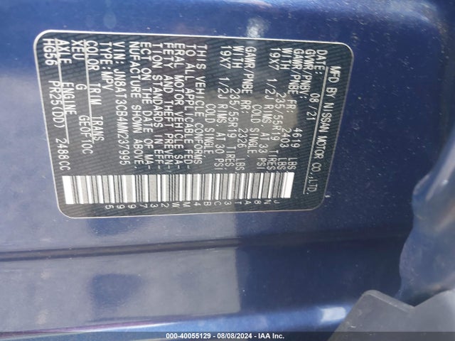 Nissan Rogue Sl 2021 JN8AT3CB4MW237995 Image 9
