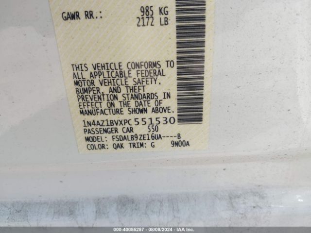 1N4AZ1BVXPC551530 Nissan Leaf S 40 Kwh