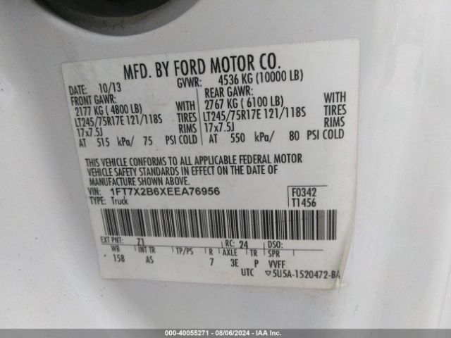1FT7X2B6XEEA76956 Ford F-250 Xl