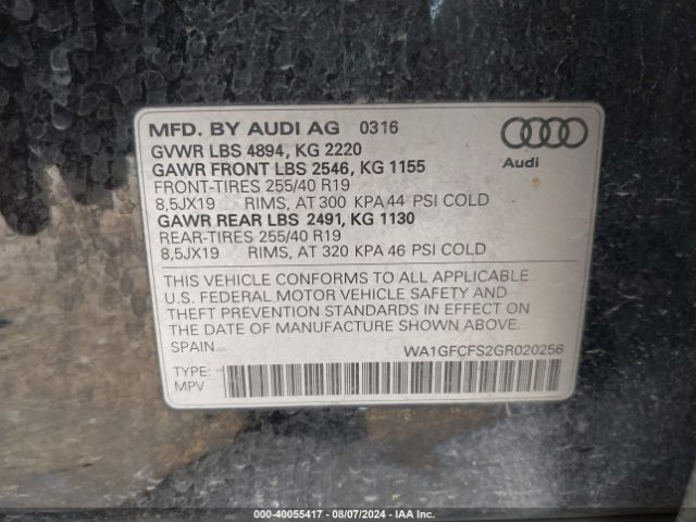 WA1GFCFS2GR020256 Audi Q3 2.0t Premium Plus