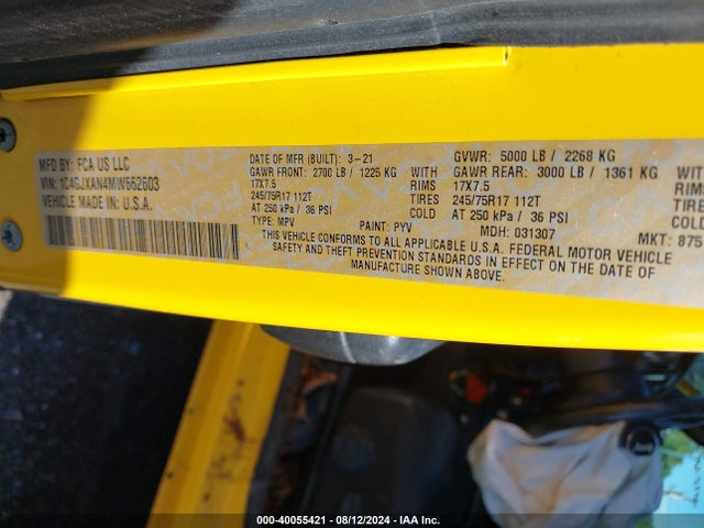 1C4GJXAN4MW662603 Jeep Wrangler Sport S 4x4