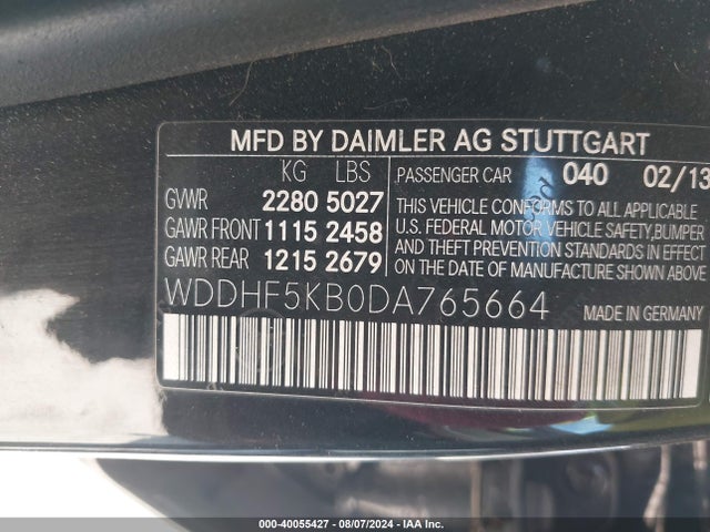 Aukcja sprzedaży 2013 Mercedes-benz E 350, vin: WDDHF5KB0DA765664, numer aukcji: 40055427