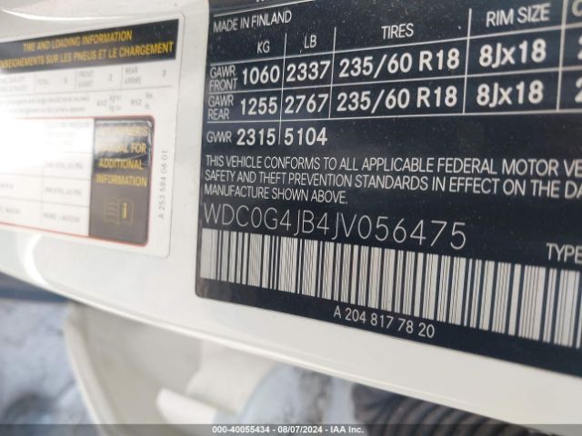 WDC0G4JB4JV056475 Mercedes-Benz GLC 300
