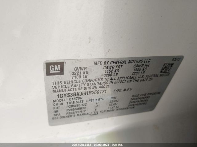 1GYS3BKJ6HR269171 Cadillac Escalade Luxury