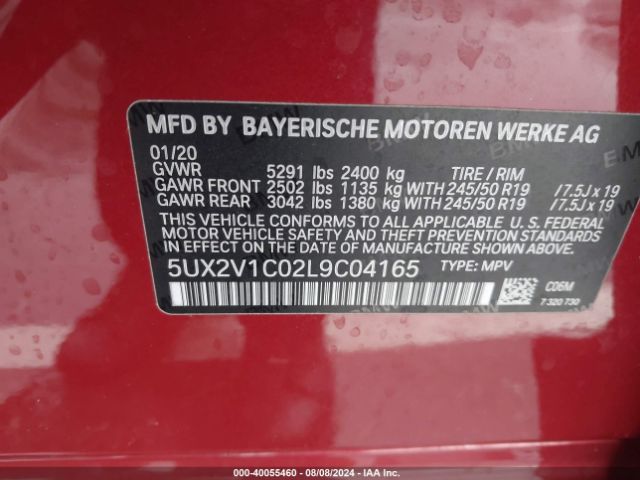 5UX2V1C02L9C04165 BMW X4 Xdrive30i
