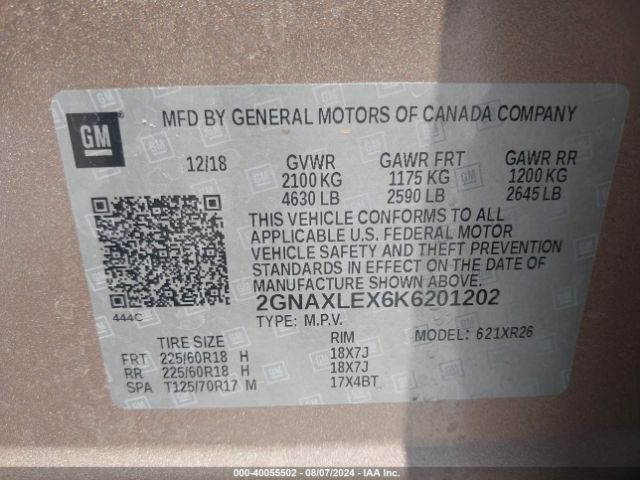 2GNAXLEX6K6201202 Chevrolet EQUINOX LT