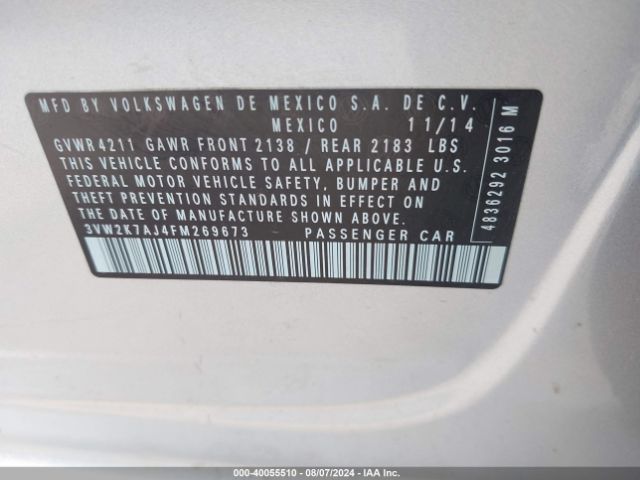3VW2K7AJ4FM269673 Volkswagen JETTA S