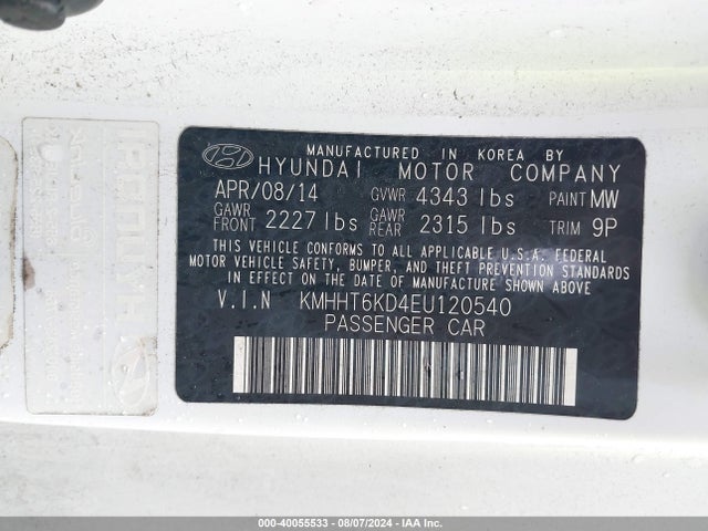Hyundai Genesis 2.0t 2014 KMHHT6KD4EU120540 Image 9