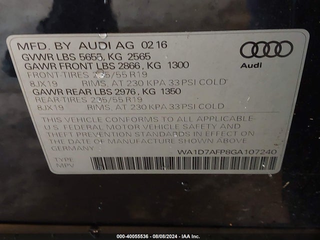 Audi Q5 Premium Plus S-line 2016 WA1D7AFP8GA107240 Image 9