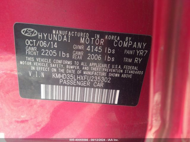 KMHD35LHXFU235302 Hyundai ELANTRA GT