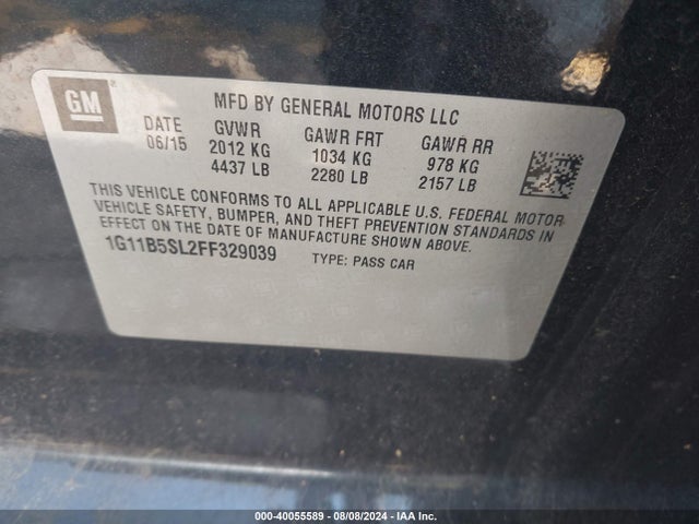 Chevrolet MALIBU LS 2015 1G11B5SL2FF329039 Image 9