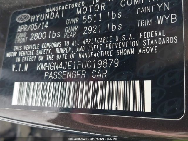 KMHGN4JE1FU019879 Hyundai Genesis 3.8l