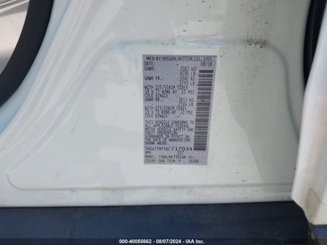 5N1AT2MT5KC717034 Nissan Rogue S/sl/sv