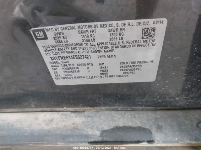3GYFNEE34ES627421 Cadillac Srx Luxury Collection