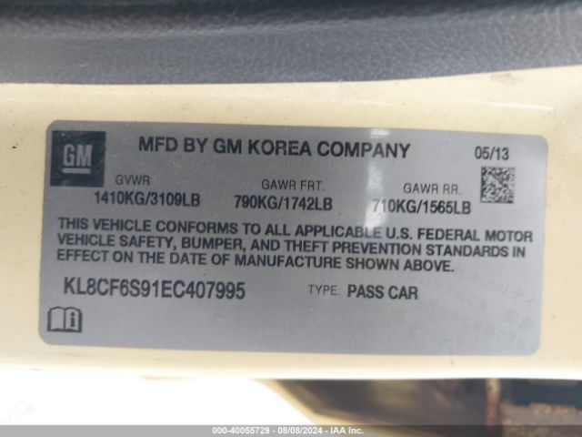 KL8CF6S91EC407995 Chevrolet Spark 2lt