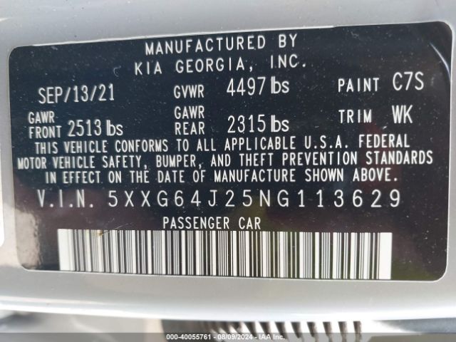 5XXG64J25NG113629 KIA K5 GT LINE