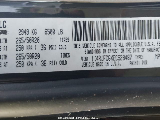 1C4RJFCGXEC528487 Jeep Grand Cherokee Overland