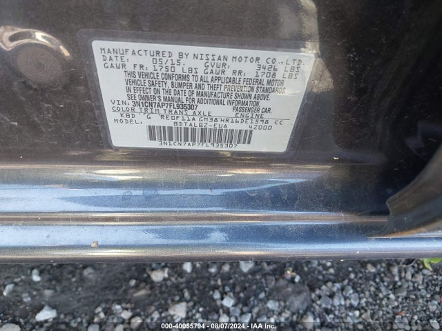 Nissan Versa 1.6 Sv 2015 3N1CN7AP7FL935307 Image 9