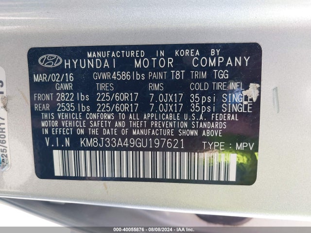 Hyundai TUCSON SE 2016 KM8J33A49GU197621 Image 9