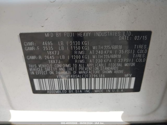 4S4BSALC2F3296186 Subaru Outback 2.5i Limited