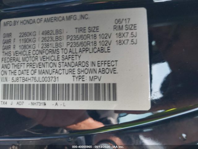 5J8TB4H76JL003731 Acura Rdx Advance Package