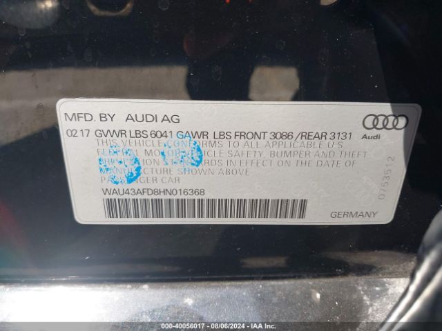 WAU43AFD8HN016368 Audi A8 L Quattro/sport
