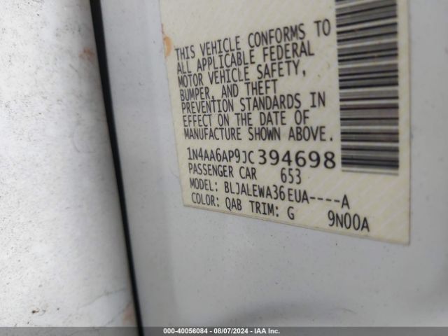 1N4AA6AP9JC394698 Nissan Maxima 3.5 Sl