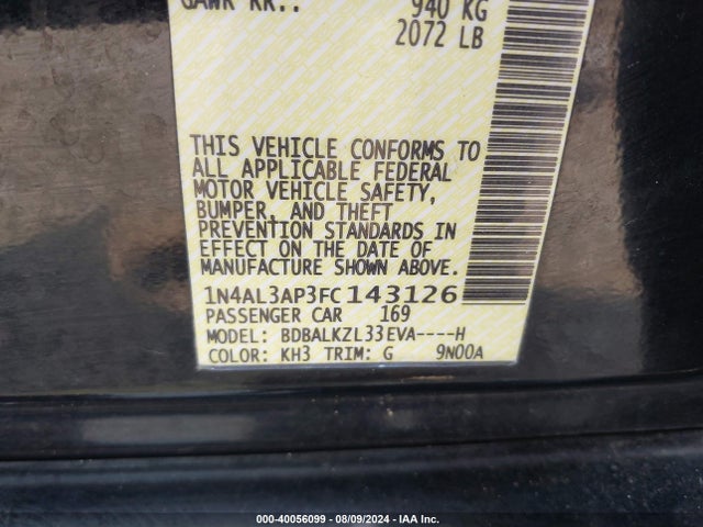 Nissan Altima 2.5 Sv 2015 1N4AL3AP3FC143126 Image 9