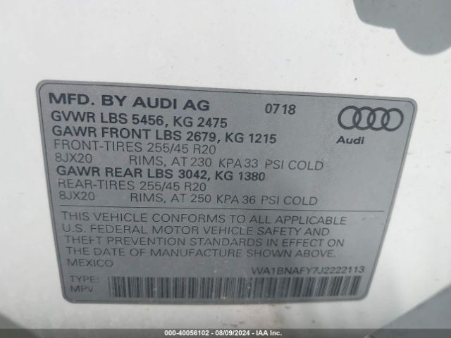 WA1BNAFY7J2222113 Audi Q5 2.0t Premium