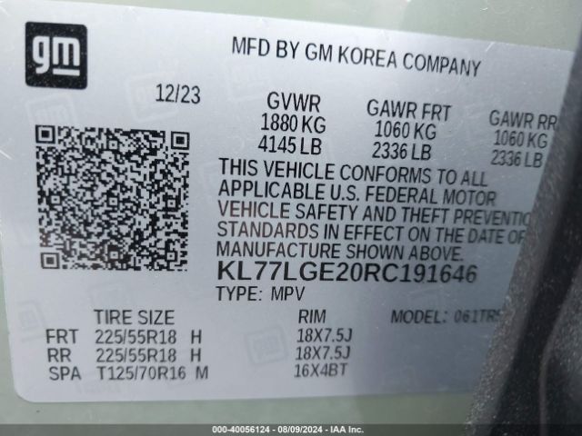 KL77LGE20RC191646 Chevrolet Trax Fwd 1rs