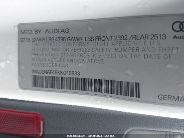 WAUENAF45KN019833 Audi A4 45 Premium