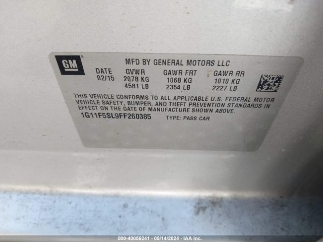 1G11F5SL9FF260385 Chevrolet Malibu 1lz