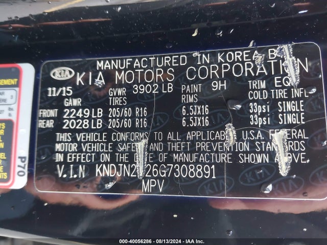 KIA Soul 2016 KNDJN2A26G7308891 Image 9