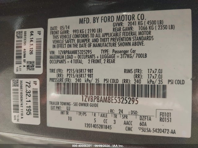 Ford Mustang V6 2014 1ZVBP8AM8E5325295 Image 9