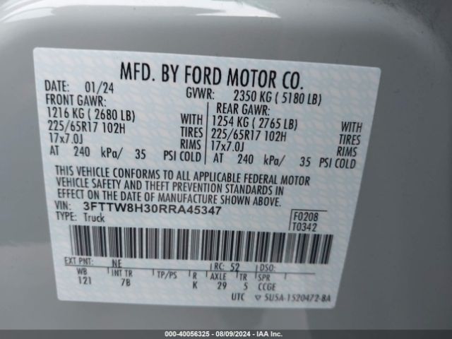 3FTTW8H30RRA45347 Ford Maverick Xlt