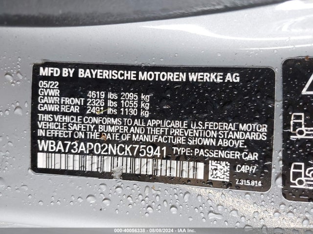 BMW 430i Xdrive 2022 WBA73AP02NCK75941 Image 9