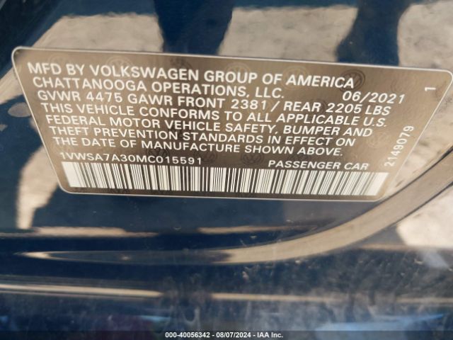 1VWSA7A30MC015591 Volkswagen Passat 2.0t Se