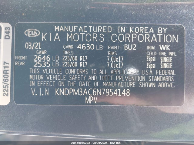 KIA Sportage Lx 2022 KNDPM3AC6N7954148 Image 9