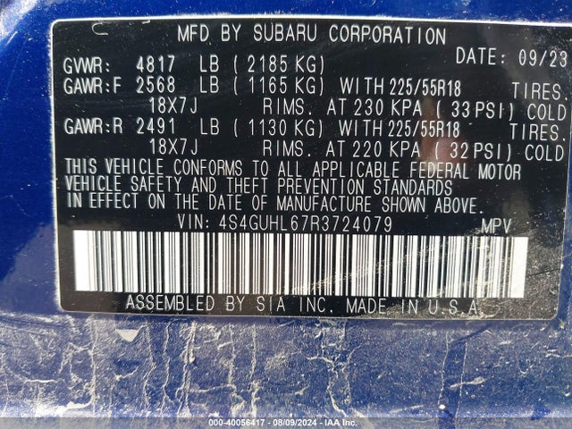 Subaru Crosstrek Limited 2024 4S4GUHL67R3724079 Image 9