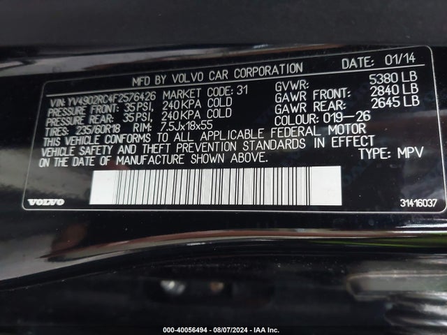 Volvo Xc60 T6 Premier Plus 2015 YV4902RC4F2576426 Image 9