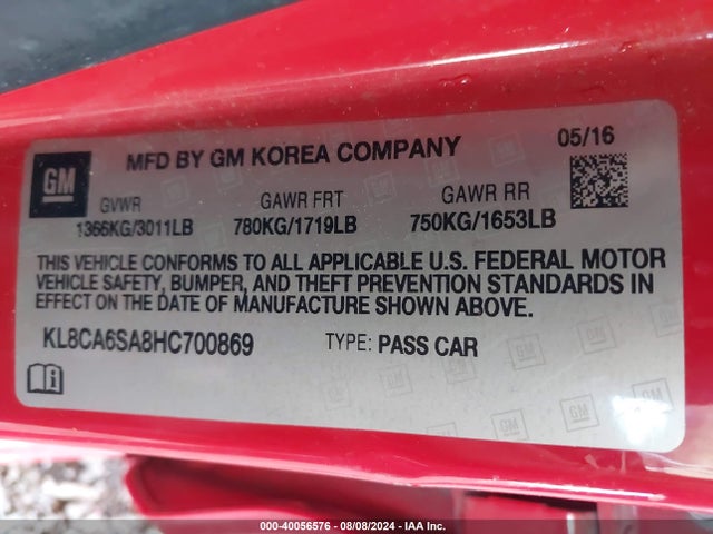 Chevrolet Spark Ls Manual 2017 KL8CA6SA8HC700869 Image 9