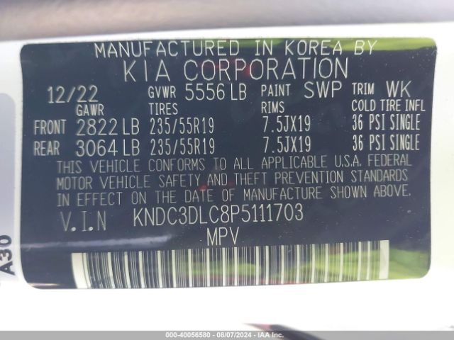 KNDC3DLC8P5111703 KIA Ev6 Wind