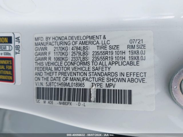 5J8TC1H59ML018965 Acura Rdx Technology Package